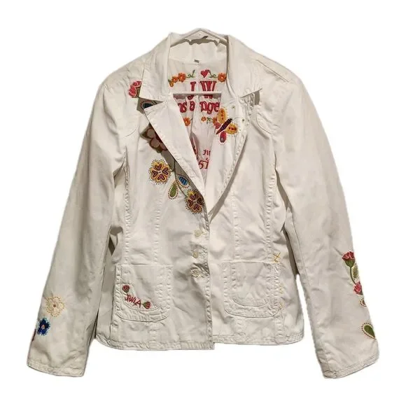 Johnny Was JWLA Floral Embroidered White 100% Cotton Jacket Size Large - Picture 1 of 15